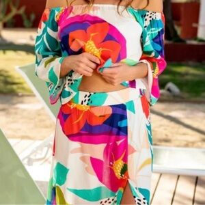 La Blanca off the shoulder bell sleeve top